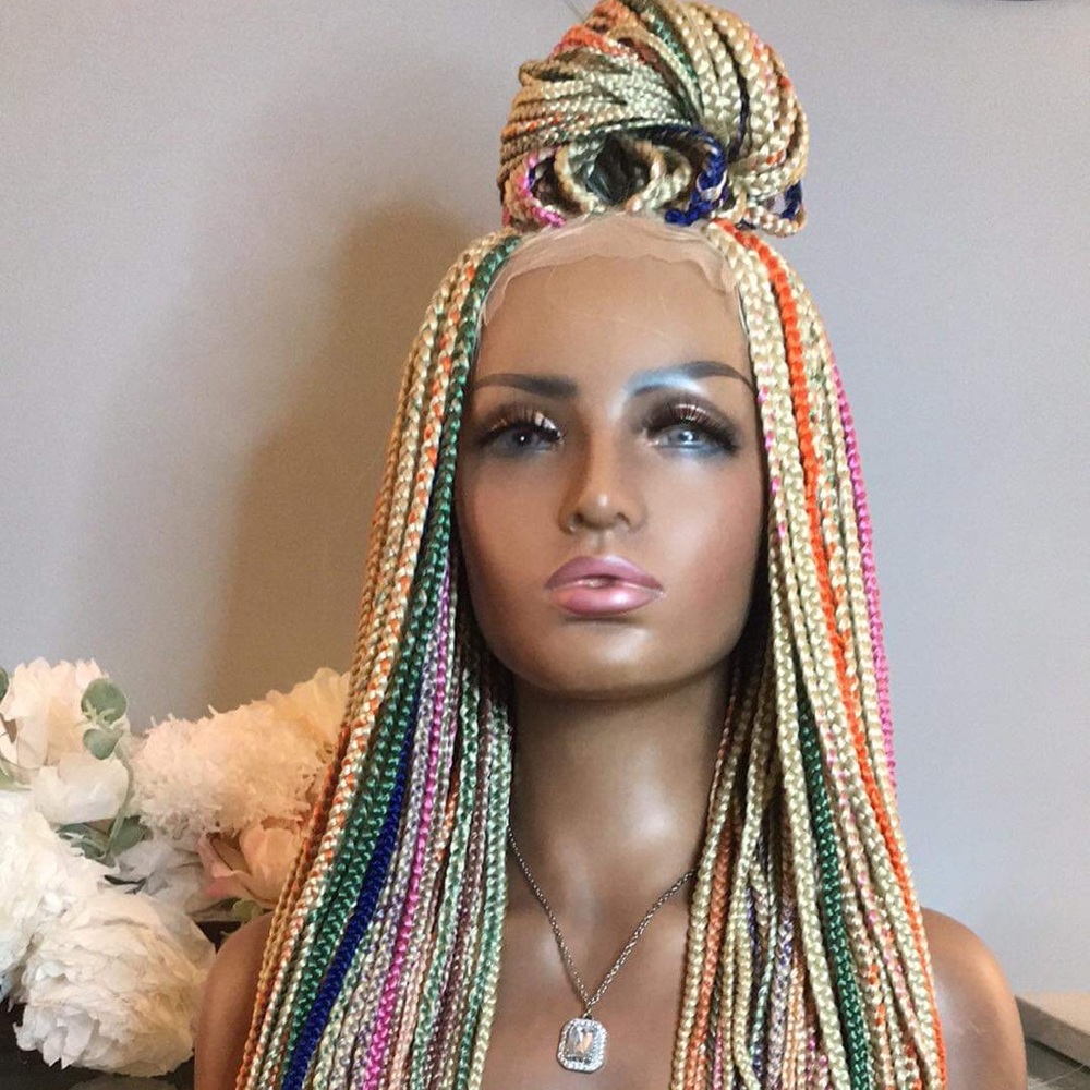 Multicolored Handbraided Wig